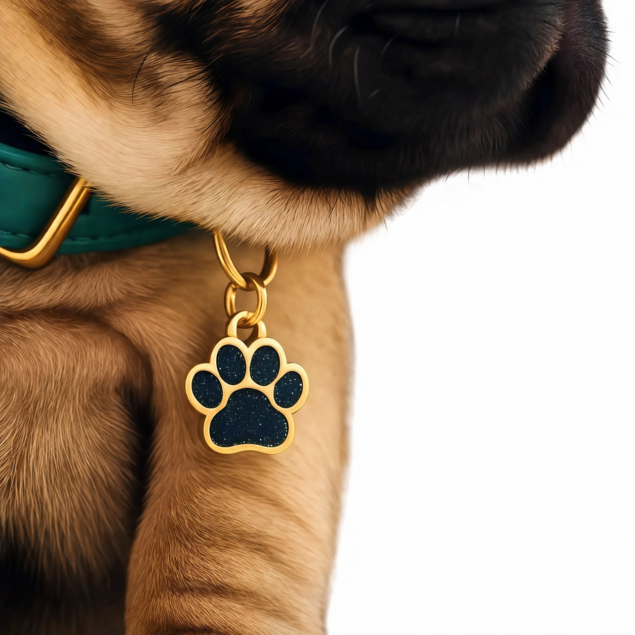 Personalisierter Pfotenanhänger Gold – Graviertes Namensschild für Hunde & Katzen